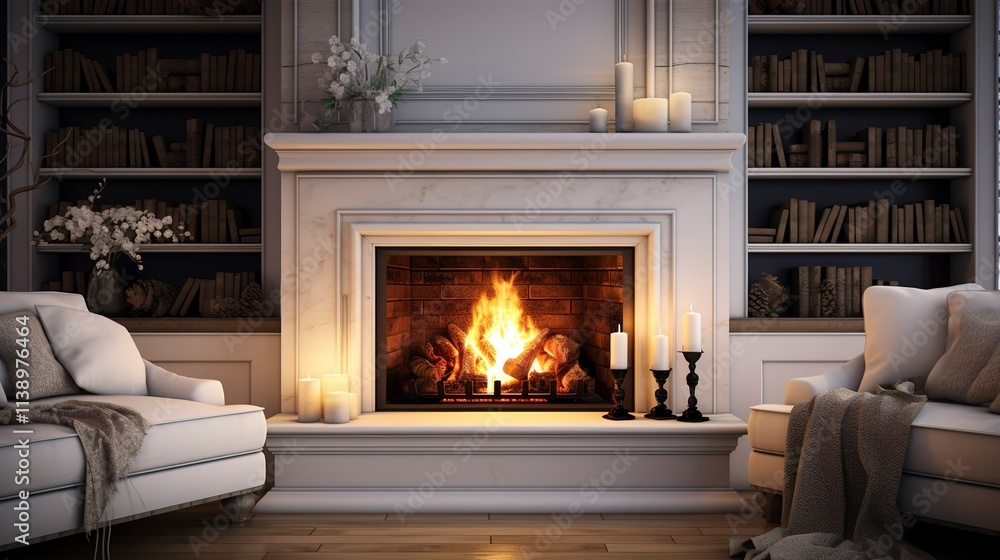 Cozy Fireplace Nook with White Surround Cozy Fireplace Nook with White Surround