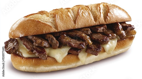 Delicious Steak Sandwich on Fresh Bread photo