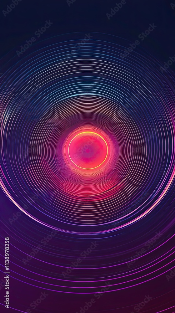 Fototapeta premium Abstract concentric circles glowing vibrant neon colors