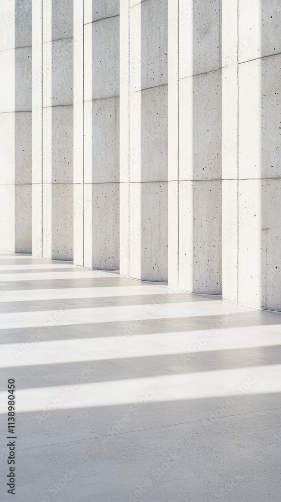 Minimalist concrete wall with shadows creating depth Minimalist concrete wall with shadows creating depth