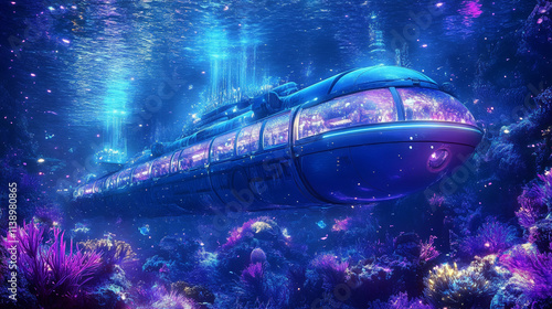 Wallpaper Mural Underwater City Bio-luminescent Submarine Transport Torontodigital.ca