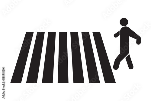 Zebra crossing icon, people walking and crossing Vector illustration.