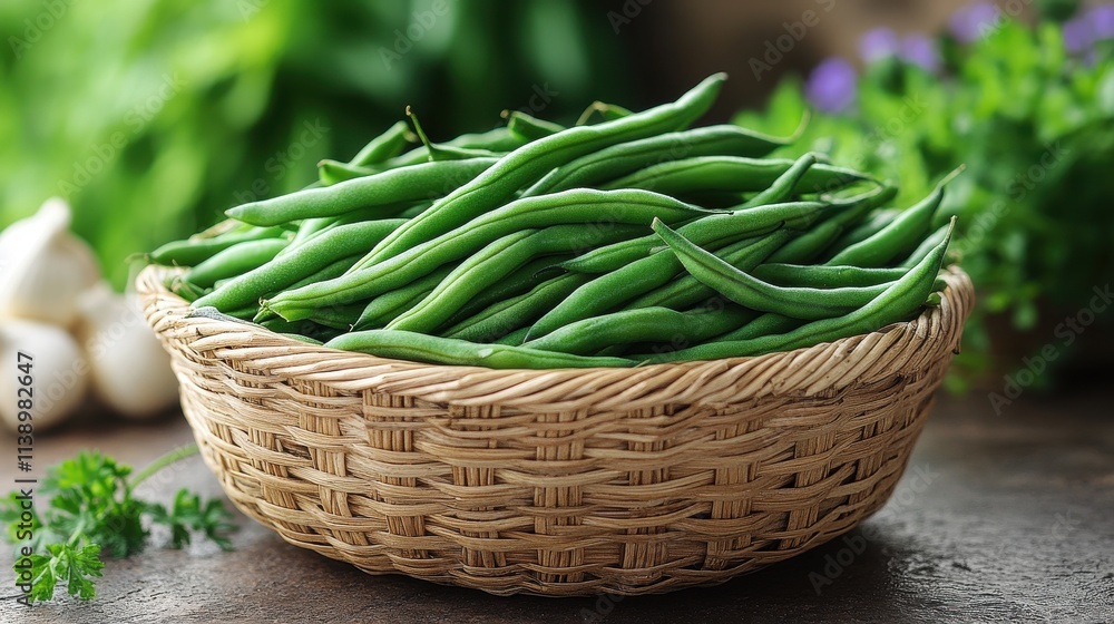 a basket of green beans a basket of green beans