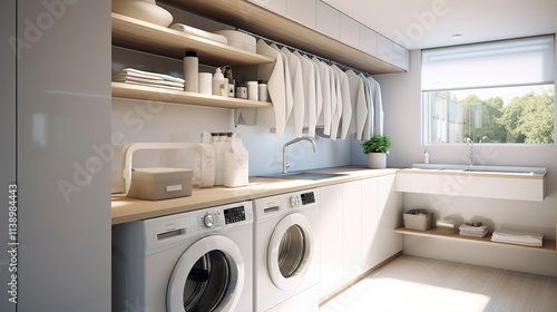 Wallpaper Mural Modern Laundry Room with White Appliances Torontodigital.ca