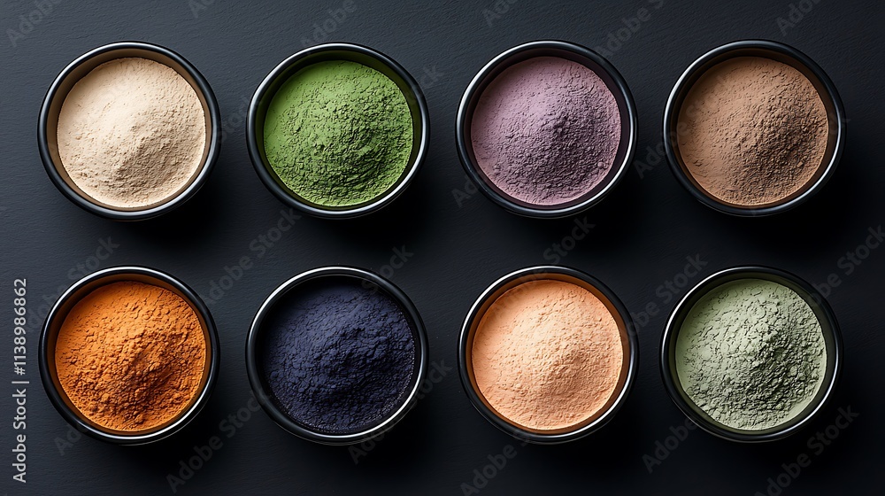 Vibrant natural powders a close-up exploration of culinary art in food photography Vibrant natural powders a close-up exploration of culinary art in food photography