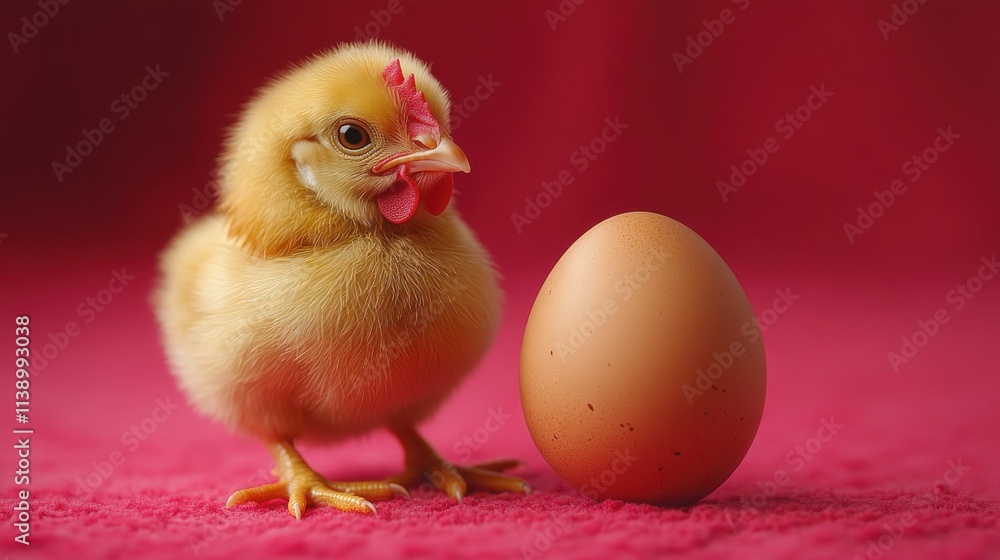 a chicken standing next to an egg a chicken standing next to an egg