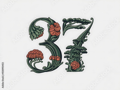 Ornate Floral Number Thirty Seven Design photo