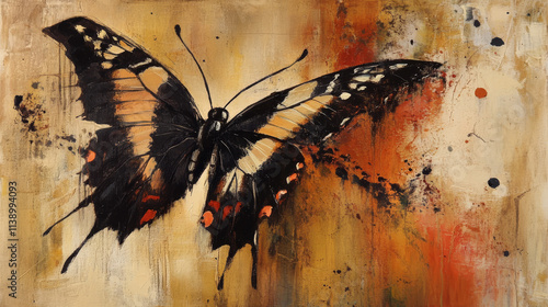 Butterfly Metamorphosis: Abstract Painting, Earthy Tones, Bold Brushstrokes