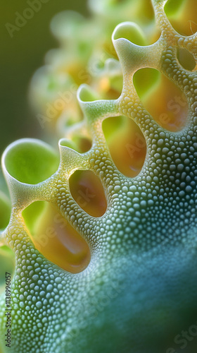 Collenchyma Cells: Microscopic Leaf Structure, 3D Render, Green Hues, Organic Texture photo