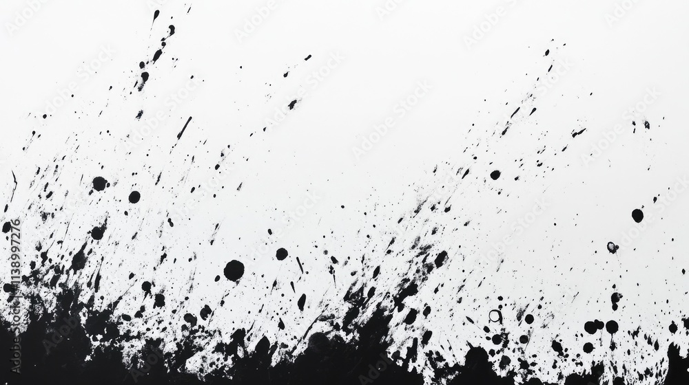 Abstract black ink splatters on white background. Abstract black ink splatters on white background.