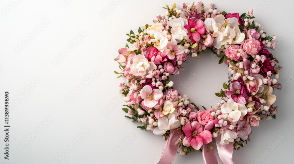 Pink Silk Flower Wreath, Valentine's Decoration, Romantic Floral Arrangement, Spring Wreath, Wedding Decor Pink Silk Flower Wreath, Valentine's Decoration, Romantic Floral Arrangement, Spring Wreath, Wedding Decor