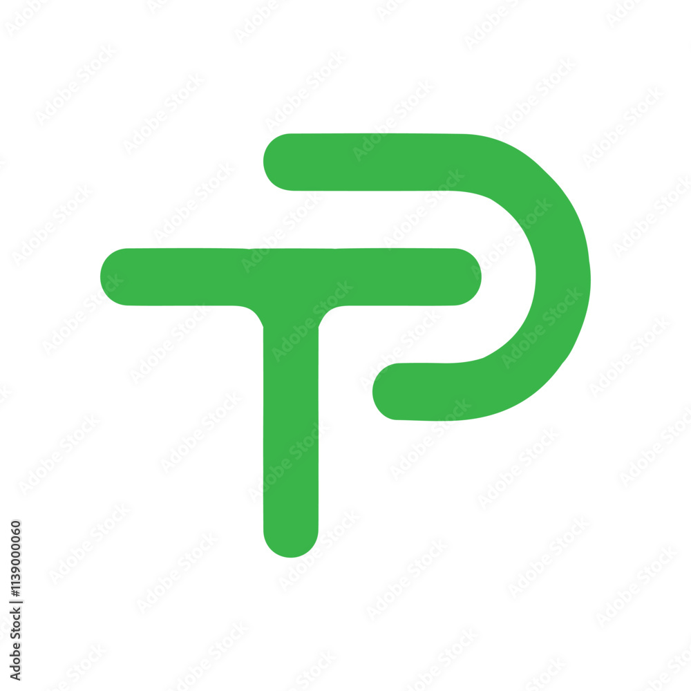 This is simple a logo design of an initial TP logo in green color in flat style on a white background This is simple a logo design of an initial TP logo in green color in flat style on a white background