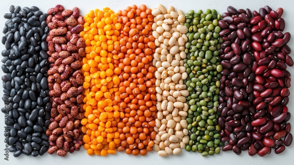 a group of beans in different colors a group of beans in different colors