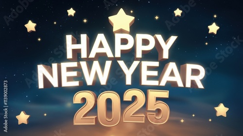 Celebrate New Year 2025 with Festive Stars and Cheerful Atmosphere