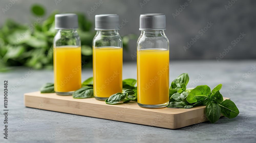 Citrus juice bottles in bright environment healthy kitchen counter presentation Citrus juice bottles in bright environment healthy kitchen counter presentation