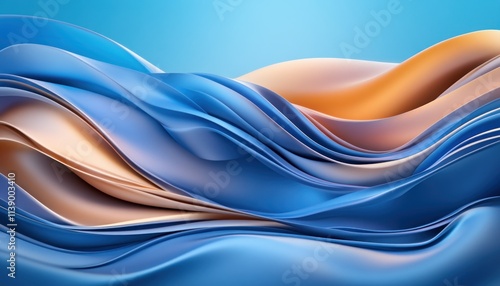 Experience the mesmerizing interplay of atmospheric layers merging into a serene blue horizon, limitless view, in this abstract artwork The gentle curves and flowing shapes create a sense of peace photo