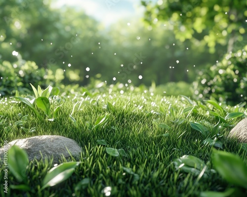 Experience the soft touch of grass underfoot in this peaceful outdoor setting, a beautiful scene perfect for relaxation and meditation, feel the earth's gentle energy Connect with nature through this photo