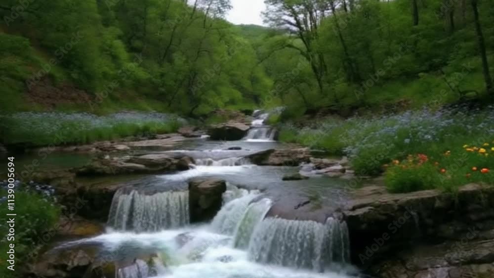 Enchanted Waterfall A Mystical River in a Fairy Tale Landscape Enchanted Waterfall A Mystical River in a Fairy Tale Landscape