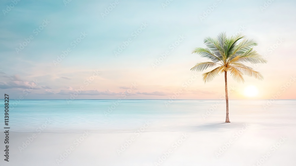 Sunset serenity a palm tree on a tranquil beach tropical paradise calm environment scenic view Sunset serenity a palm tree on a tranquil beach tropical paradise calm environment scenic view
