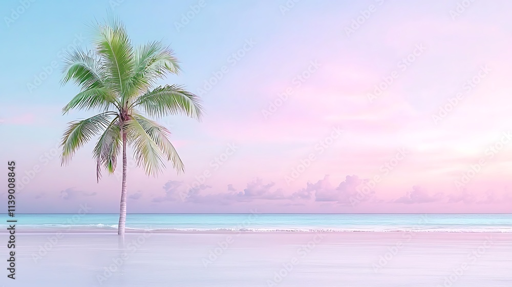 Tranquil sunset at a tropical beach with palm tree serene landscape peaceful view nature Tranquil sunset at a tropical beach with palm tree serene landscape peaceful view nature