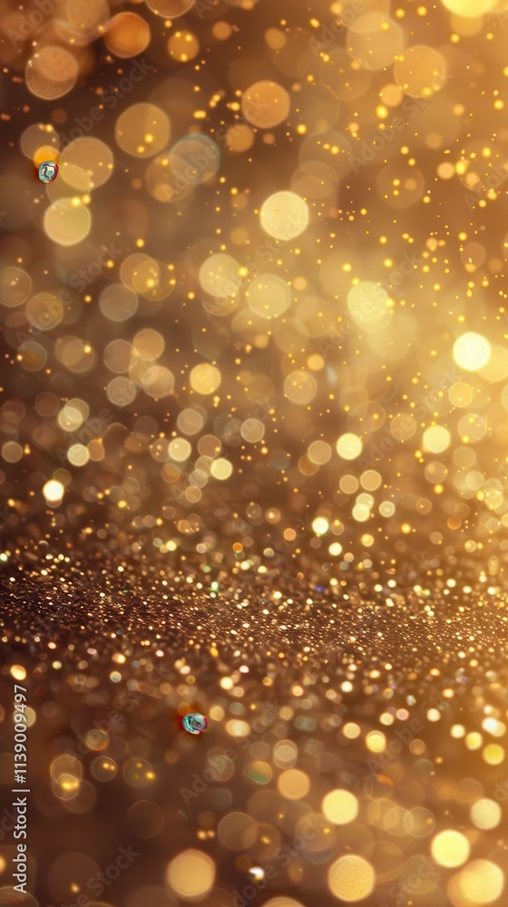 Sparkling Golden Glitter Texture with Defocused Lights and Bokeh Effect Sparkling Golden Glitter Texture with Defocused Lights and Bokeh Effect