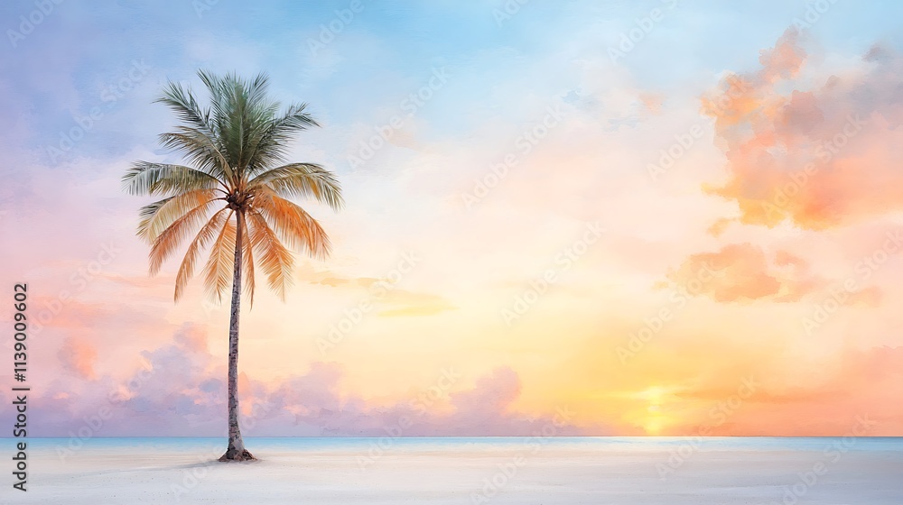 Sunset serenity palm tree by the ocean tropical landscape calm environment scenic view Sunset serenity palm tree by the ocean tropical landscape calm environment scenic view