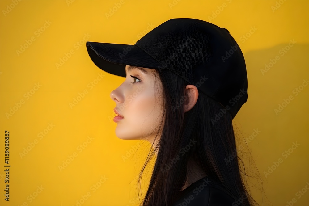 Minimalist Portrait, Elegance and Style in Black and Yellow with Vibrant Modern Fashion Minimalist Portrait, Elegance and Style in Black and Yellow with Vibrant Modern Fashion