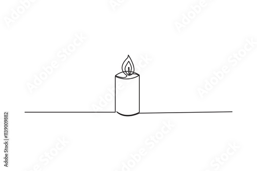 Single candle icon. Flame and wick symbol. Minimal black graphic. Spiritual vector art.