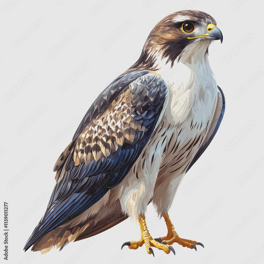 Obraz premium Buzzard Bird with Yellow Beak and Black and White Head Captured in Natural Habitat Showcasing Wildlife Photography Techniques and Stunning Composition for Nature Enthusiasts and Birdwatchers