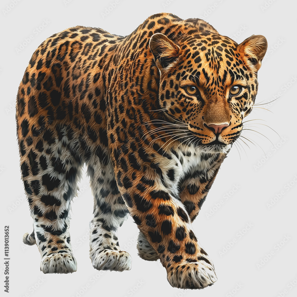 Obraz premium Leopard Hunting Drawing Captivating Wildlife Art Illustration Showcasing Nature's Predator in Action Stunning Detail and Composition for Animal Lovers and Art Enthusiasts