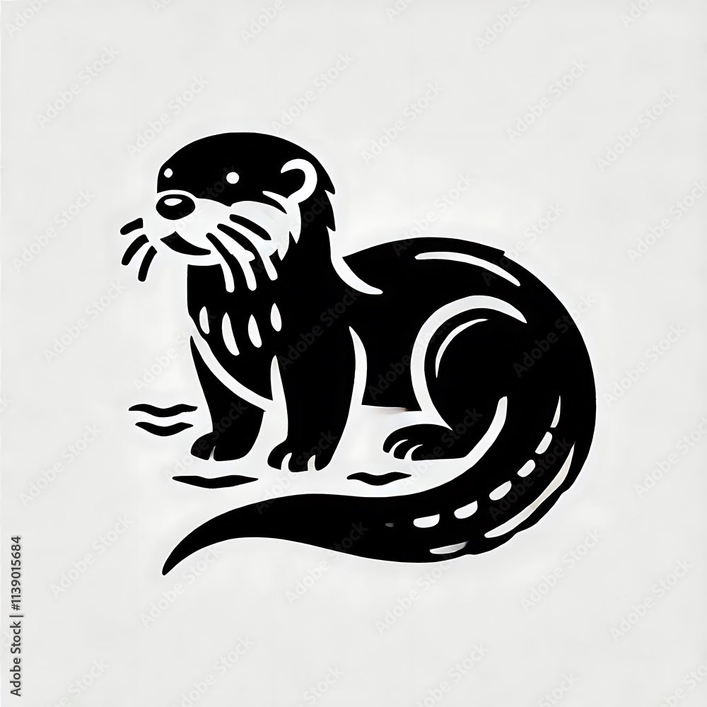 Otter vector illustration, Otter tattoo vector, Otter silhouette vector black and white full body Otter vector illustration, Otter tattoo vector, Otter silhouette vector black and white full body