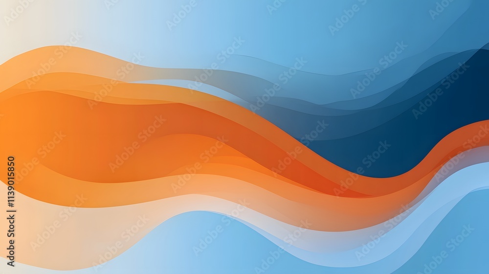 Fototapeta premium Abstract Wave Design Blue Orange Color Palette