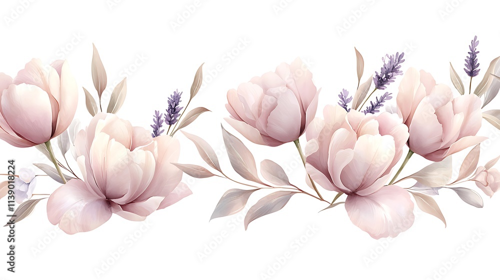 Fototapeta premium Floral arrangement display home decor digital art modern aesthetic soft colors