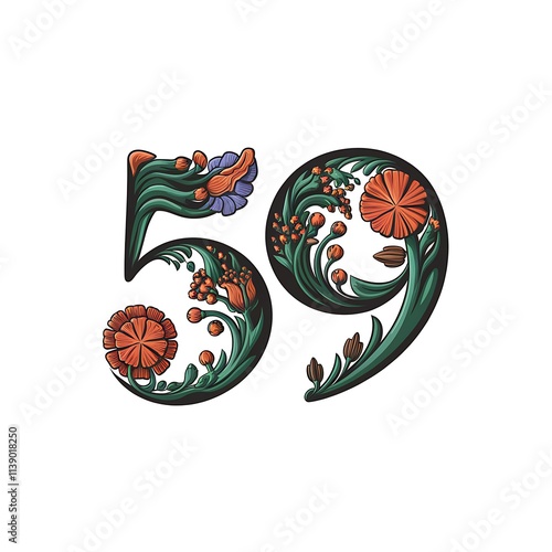 Floral Number Fifty Nine Design Illustration photo