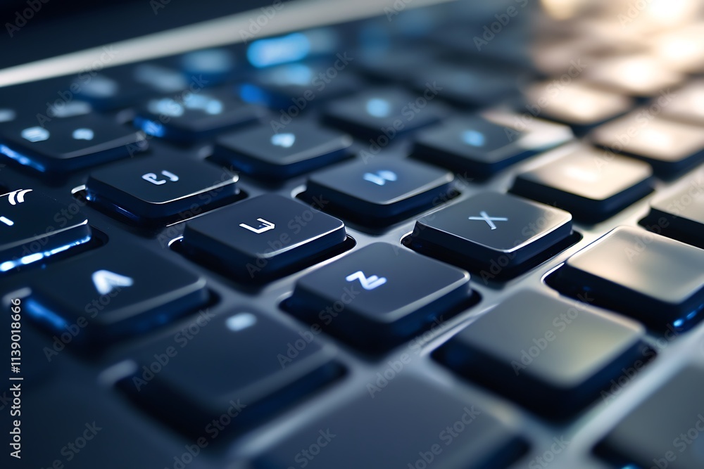 Close up of a modern laptop keyboard. Concept of technology, digital communication, and work. Close up of a modern laptop keyboard. Concept of technology, digital communication, and work.