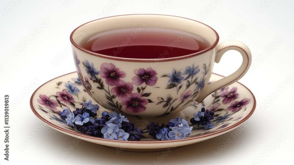 Fototapeta premium a teacup and saucer with a floral design