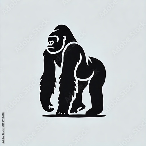 Gorilla vector illustration, Gorilla silhouette vector black and white photo