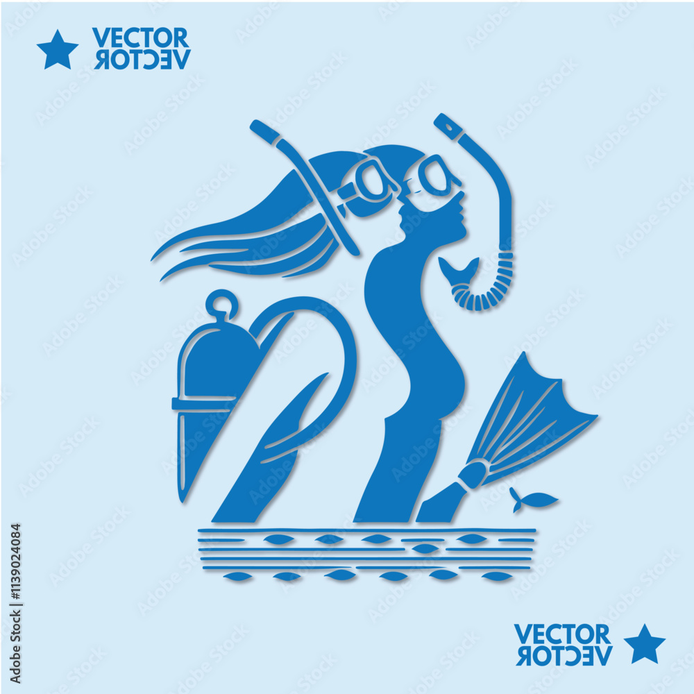 Obraz premium Holiday Diving activities logo vector