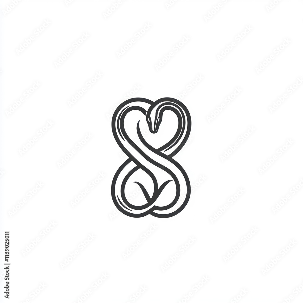 Two snakes forming a heart-shaped infinity symbol. Two snakes forming a heart-shaped infinity symbol.