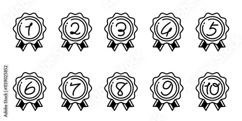 シンプルでかわいい、メダルのランキングアイコンセット