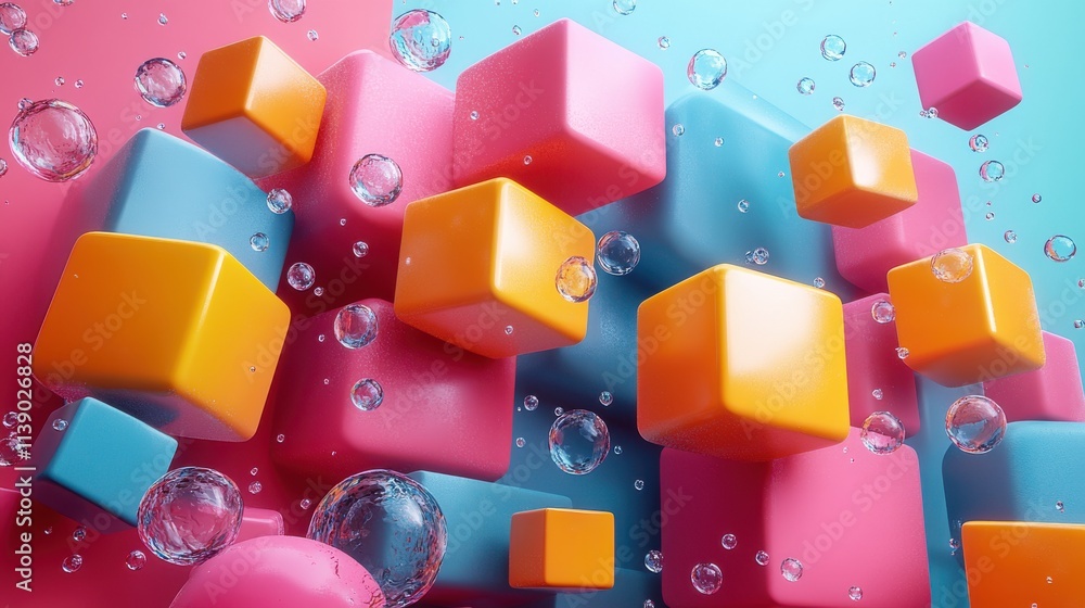 Naklejka premium abstract 3d animation colorful geometric composition with moving shapes seamless looped vide