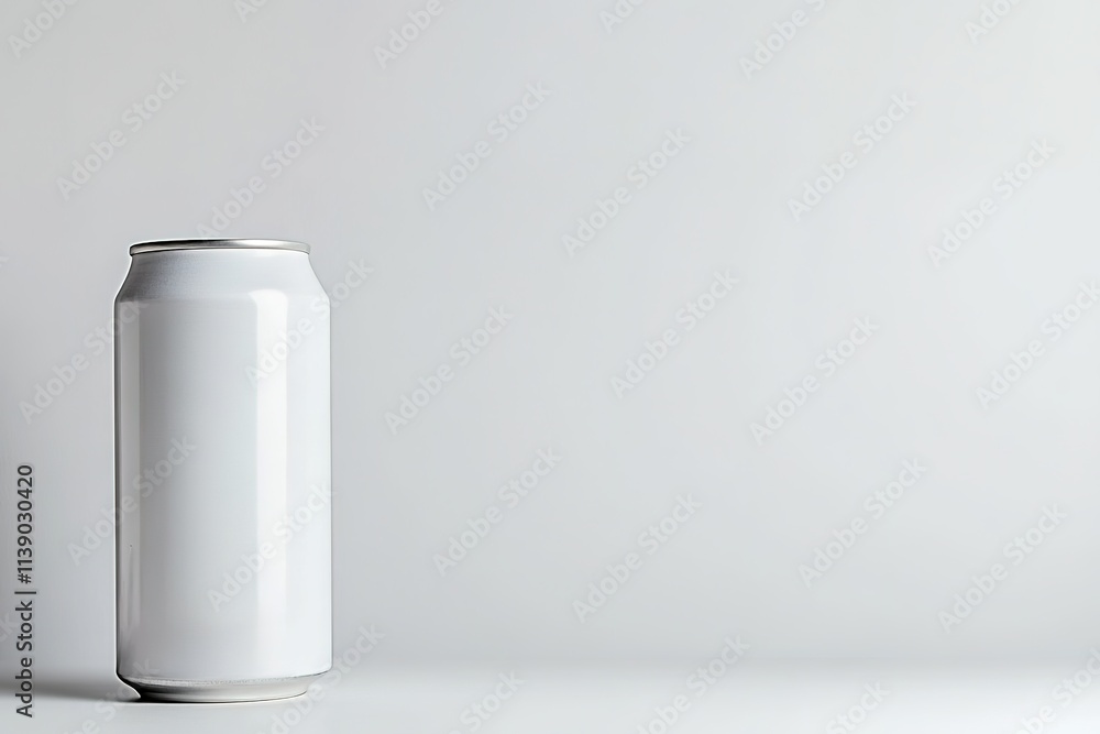 Blank aluminum can on white background with copy space Blank aluminum can on white background with copy space