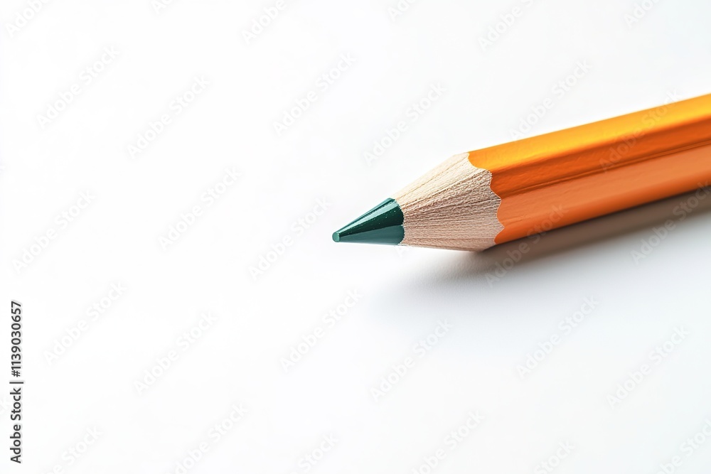 Minimalist shot of pencil on white background, sharp focus. Minimalist shot of pencil on white background, sharp focus.