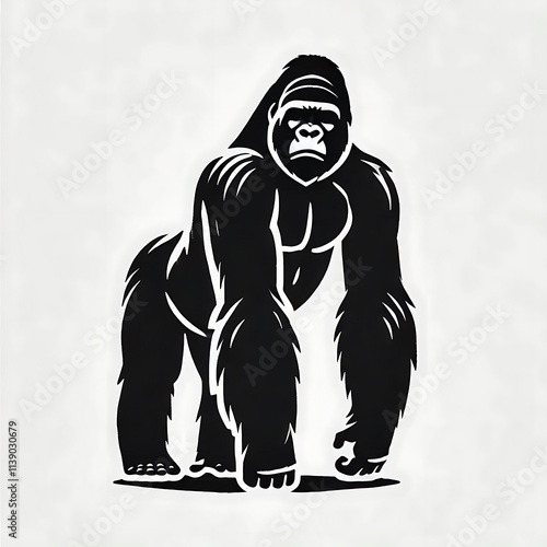 Gorilla vector illustration, Gorilla silhouette vector black and white photo