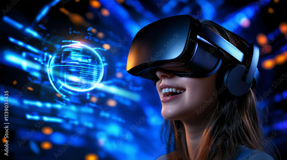 Immersive virtual reality experience with futuristic visuals
Immersive virtual reality experience with futuristic visuals
