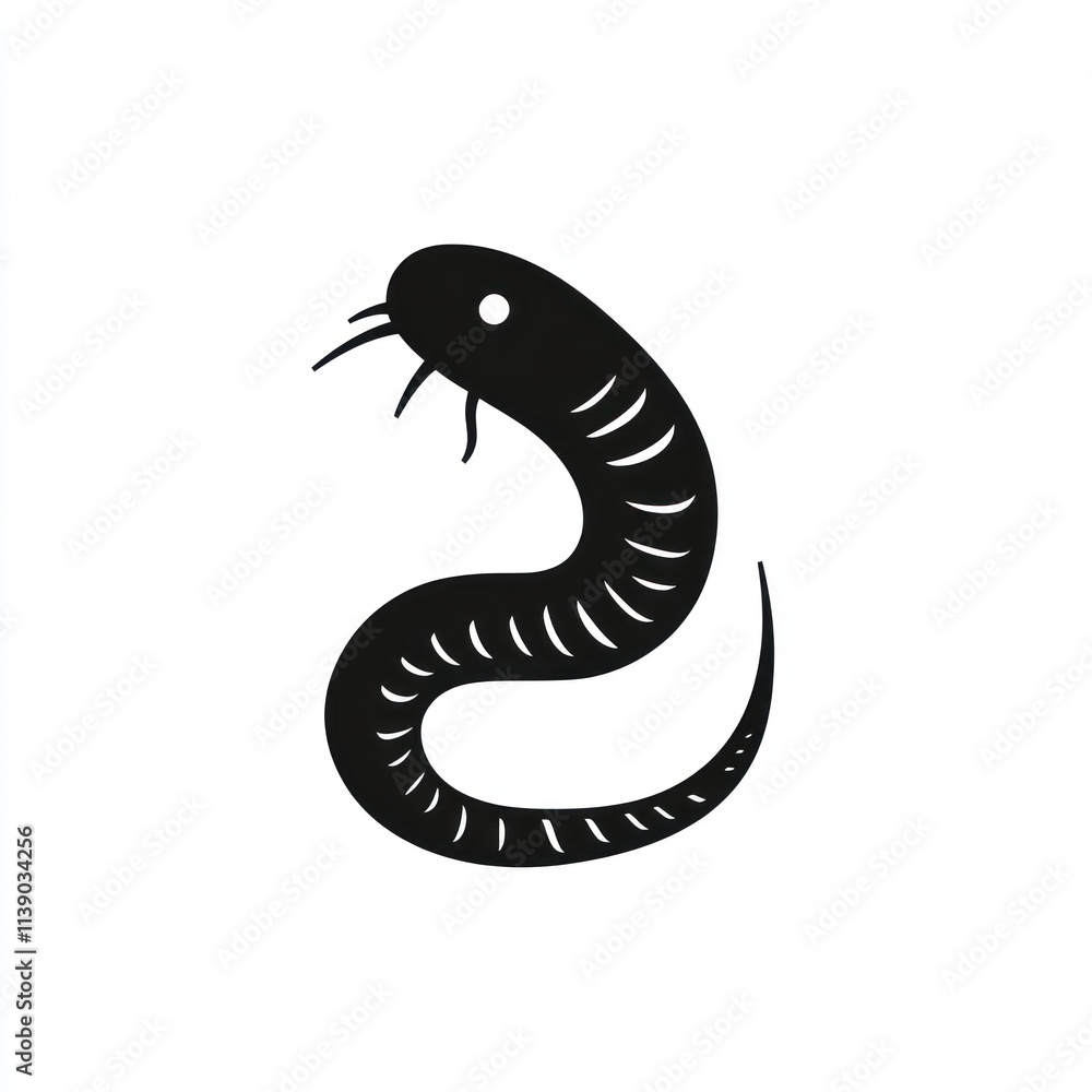 Simple black silhouette of a stylized worm or snake. Simple black silhouette of a stylized worm or snake.