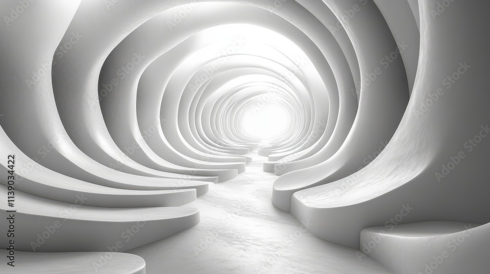 Fototapeta premium abstract 3d animation white rotating rings seamless looped vide