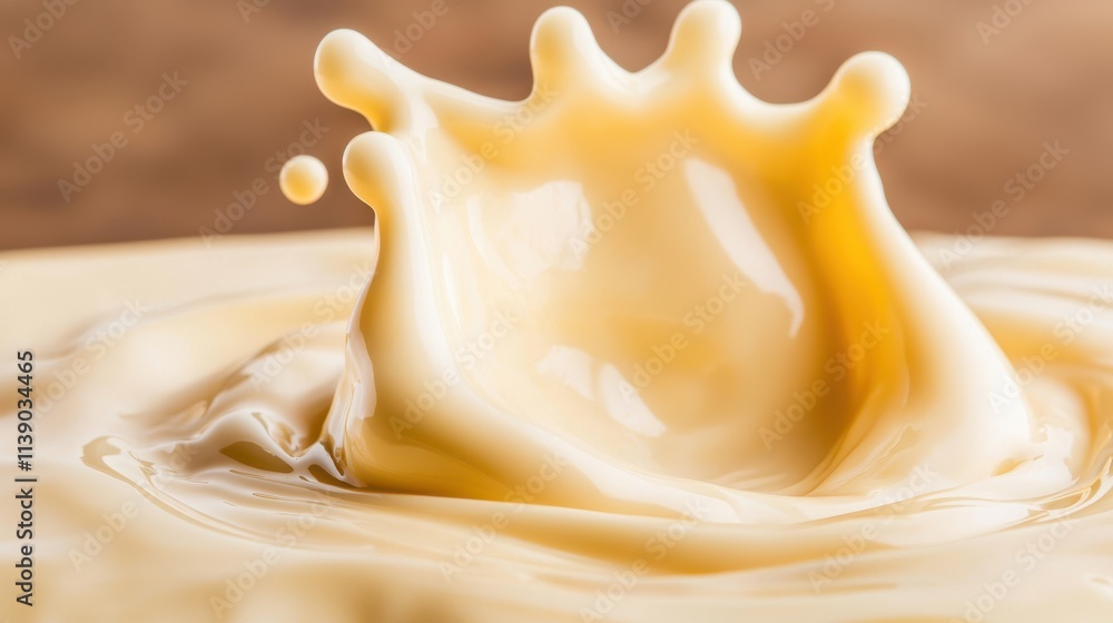 Cream Splash with Smooth Texture on Light Brown Background Cream Splash with Smooth Texture on Light Brown Background