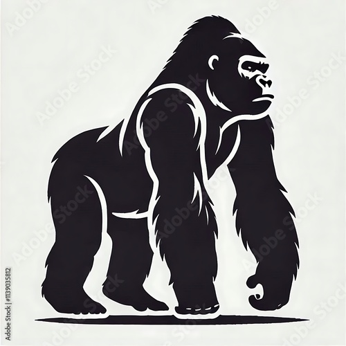 Gorilla vector illustration, Gorilla silhouette vector black and white photo