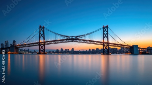 Captivating Twilight Bridge View of Illuminated Cityscape Urban Landscape Photography Serene Evening Atmosphere Architectural Marvels Aerial Perspective Vibrant Nightlife